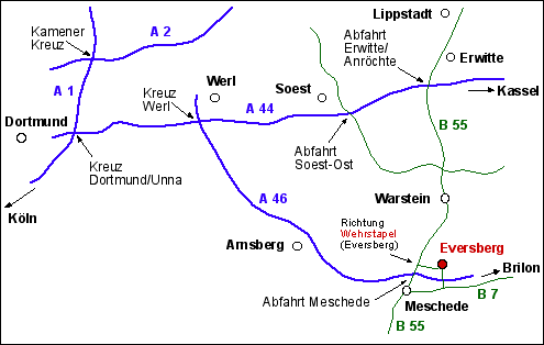 Anfahrt nach Eversberg